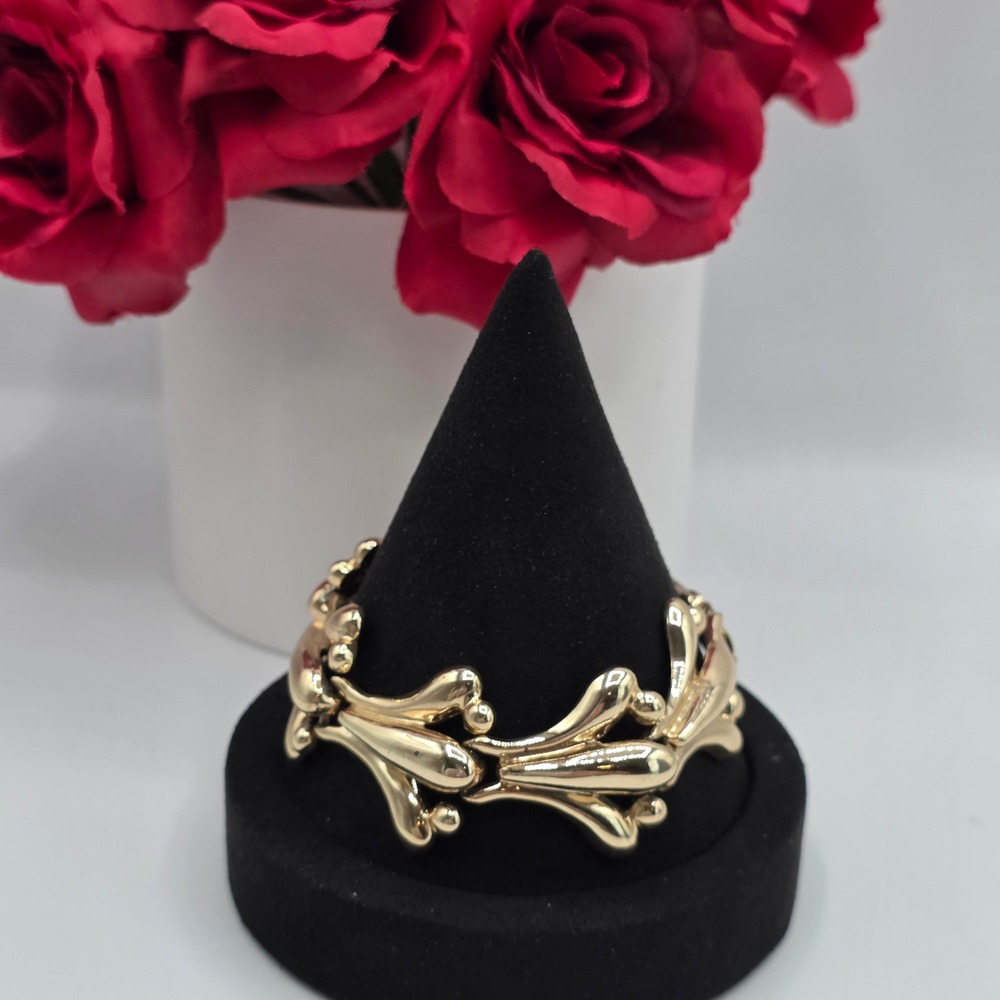 Ledo Vintage Gold Tone Articulated Sculptural Link Bracelet 7.5 Inch Mid Century